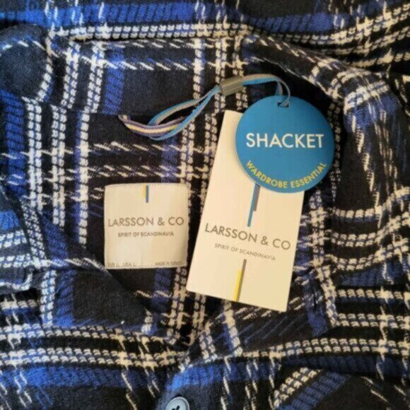 Blue Plaid Tweed Overshirt Shacket New Men's Sz Large - Picture 3 of 6